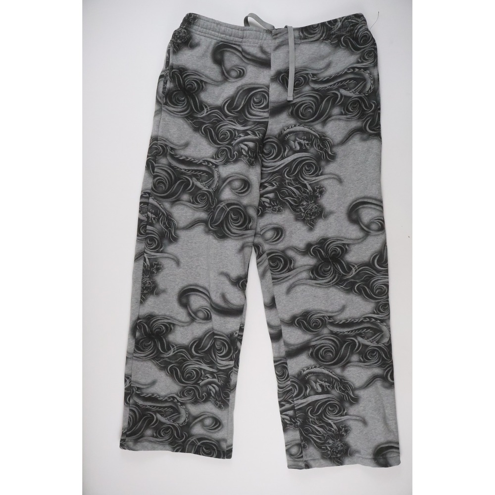 Ninth Hall Sweatpants Dragon Cloud Print Gray Black Large NWT Streetwear